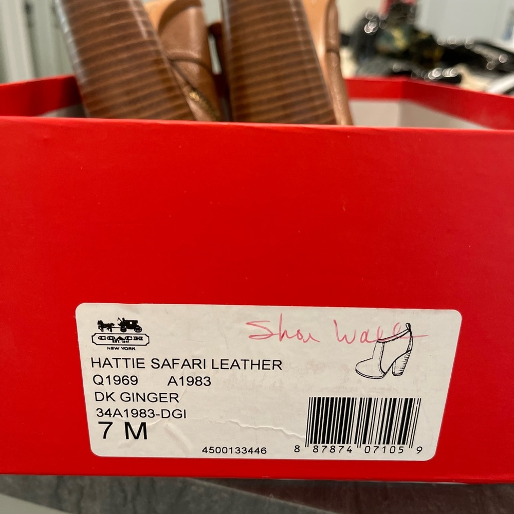 Coach Hattie Safari Leather Heels - Ginger